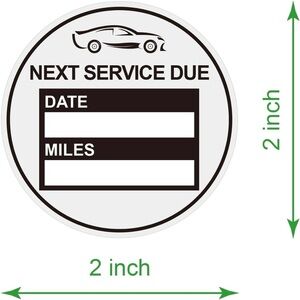 2 inch Black 102 PCS Next Service Due Static Cling Labels